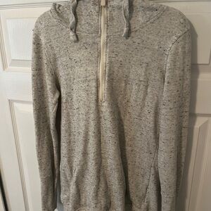 Gray Quarter-Zip Sweatshirt with Standing Collar